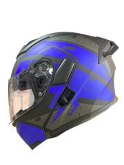 KC - 902 Çene Açılır Kask Güneş Vizörlü Mavi - Gri ( XL )